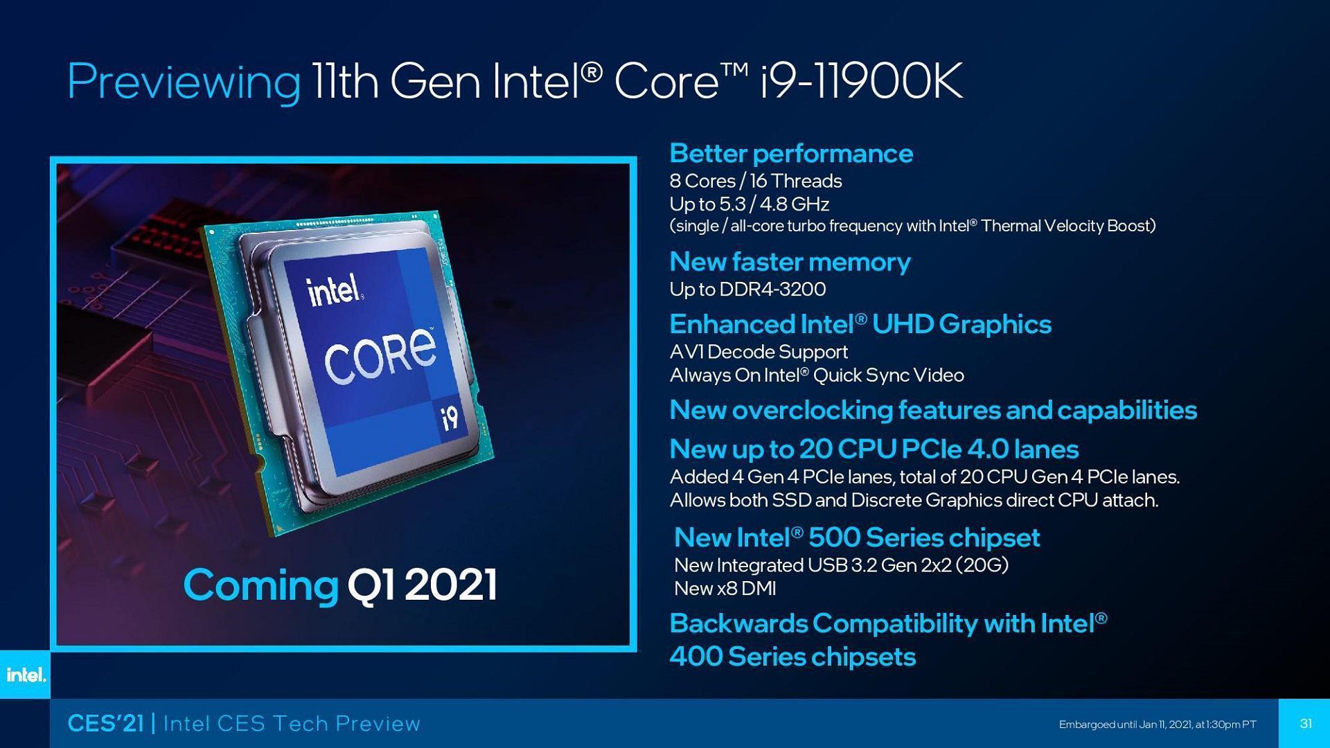 Intel Core i9-11900K işlemcinin çıkış tarihi belli oldu