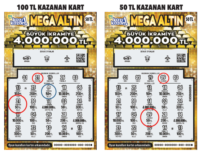 Kazı Kazandan bir yeni oyun kartı daha Mega Altın kartları 4 milyon TL veriyor