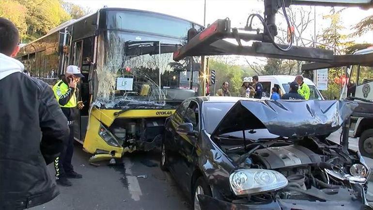 İstanbulda facianın eşiğinden dönüldü İETT otobüsü çok sayıda araca çarptı