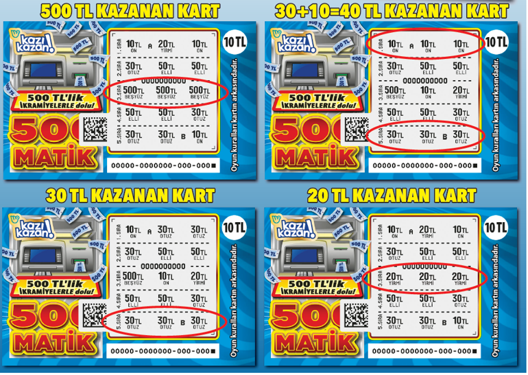 Kazı Kazanın 10 liralık yeni oyunu piyasada 500 Matik kartları ikramiye dolu