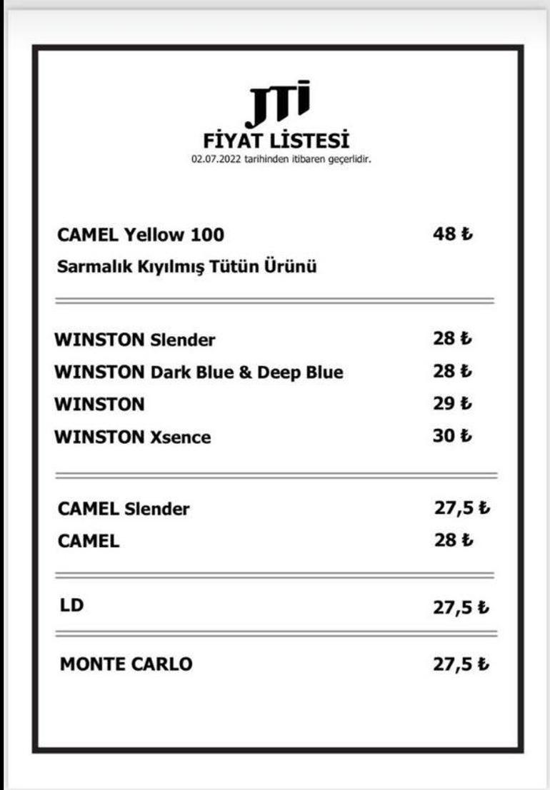Sigara zamlandı İşte yeni liste, Winston, Camel fiyatı...