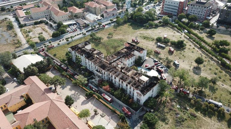 Yangın sonrası Balıklı Rum Hastanesi havadan görüntülendi