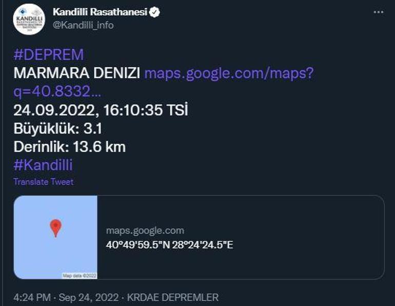 Marmara Denizi'nde korkutan deprem! - Resim : 1