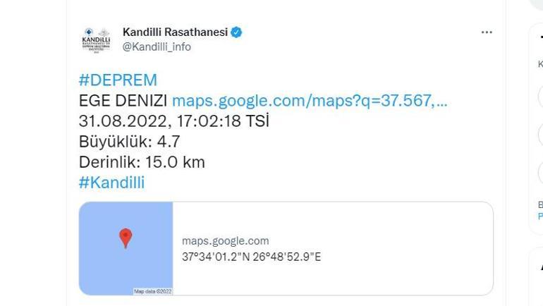 Egede peş peşe depremler İzmir, Aydın ve Didimde hissedildi